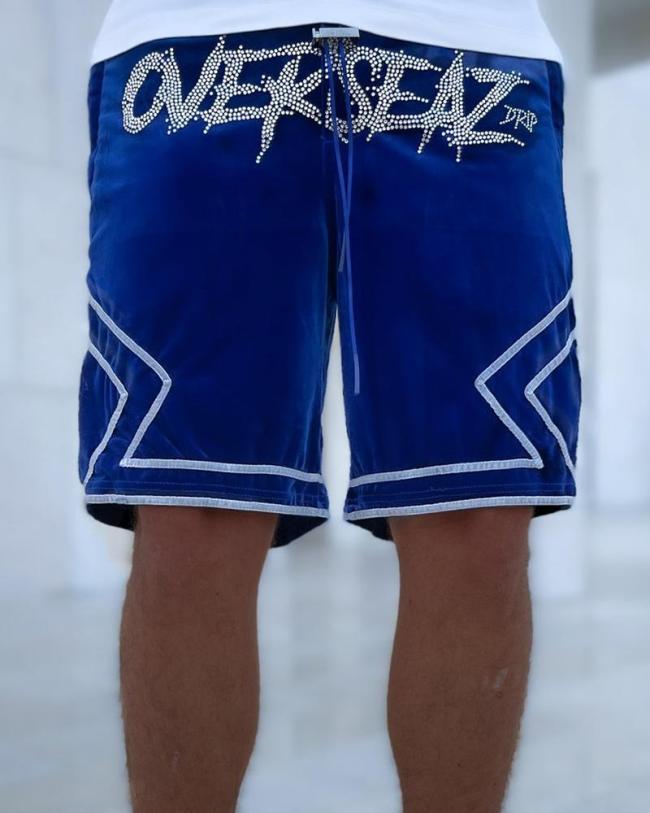 Men's Casual Overseaz Letter Printed Sports Shorts Drawstring Summer Shorts
