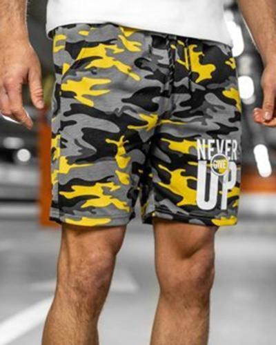 Men's Casual Camouflage Print Sports Shorts Drawstring Summer Shorts