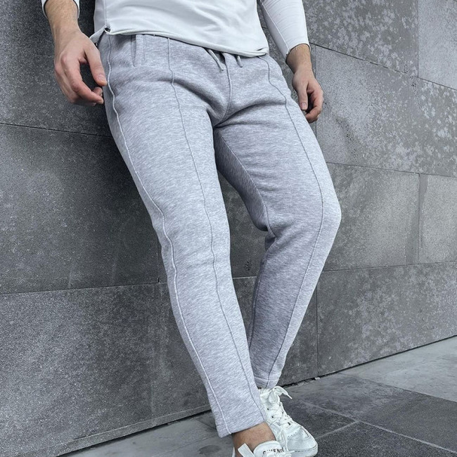 Men's Skinny Slim Fit Drawstring Trouser Grey Essential Track Pants