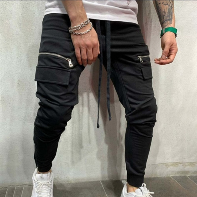 Men's Skinny Slim Fit Drawstring Trouser Grey Black Essential Track Pants Sport Pant