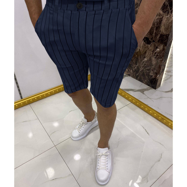 Men's Skinny Short Stripe Printed Summer Short Pant