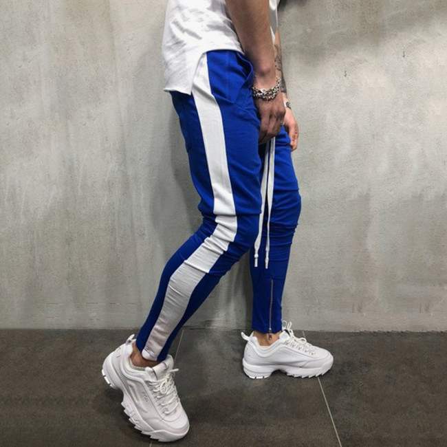 Men's Blue Cotton Blend Self Pattern Regular Fit Essential Track Pants Sport Pant