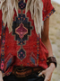 2022 Women's Native Ethnic Aztec Tribal West Styles Short Sleeve Crew Neck T-Shirts Top