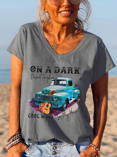 Women's On A Dark Desert Highway Hippie Graphic Tee Casaul Top