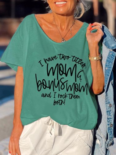 Women's Funny Tee Bonus Mom Vintage Plain Short Sleeve T-Shirt