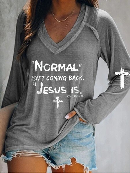 Women's Noma Isn't Coming Back Jesus is Letter Print Tee Shirt Top