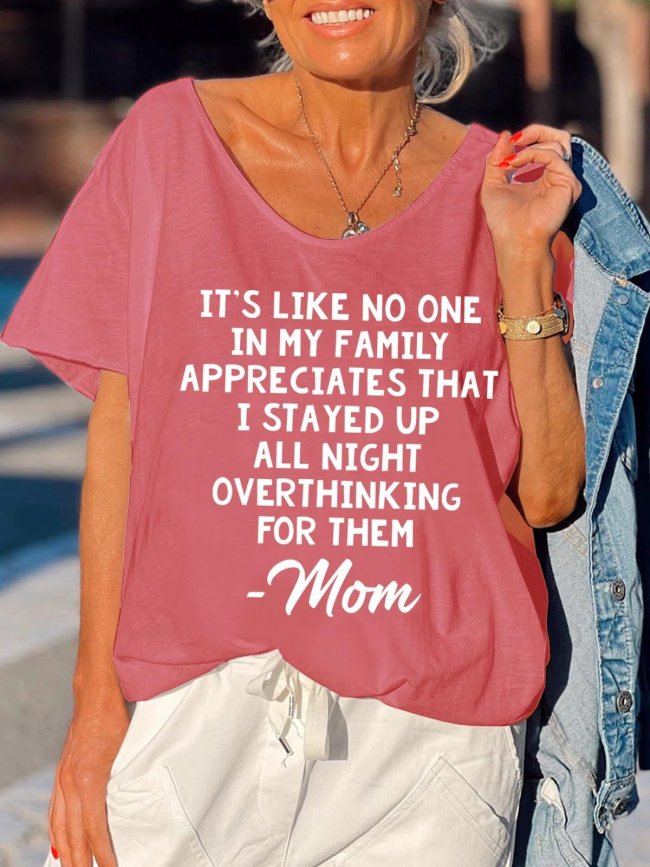 Women's Funny Saying Tee Overthinking Mom Vintage Short Sleeve T-Shirt