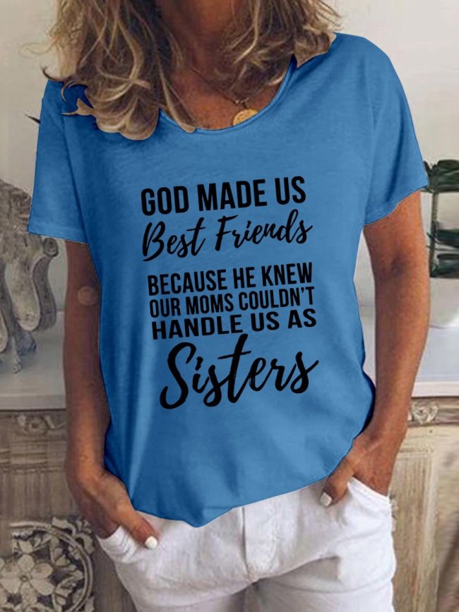 Women's Funny Saying Words Top Sister Letter Short Sleeve T-shirt