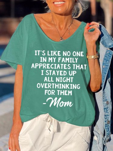 Women's Funny Saying Tee Overthinking Mom Vintage Short Sleeve T-Shirt
