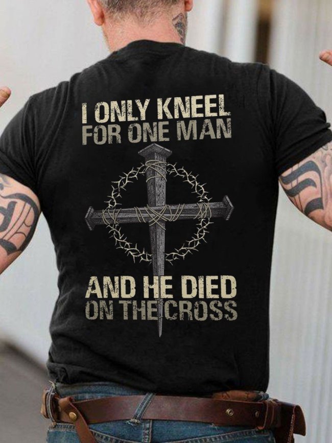 Men's Only Kneel For One Classic T-shirt Saying Graphic Top