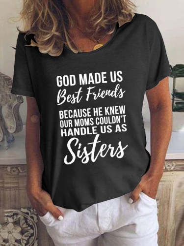 Women's Funny Saying Words Top Sister Letter Short Sleeve T-shirt