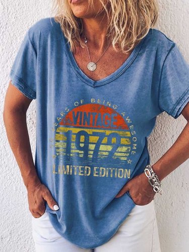 Women's 50 Year Old Gifts Vintage 1972 Limited Edition 50th Birthday V-Neck Top