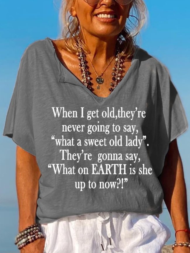 Women's What a Sweet Old Lady Funny Saying T-Shirt Top
