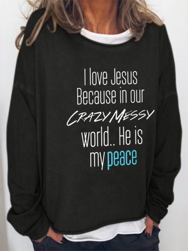 Jesus' fun text printed round neck long-sleeved Sweatshirts