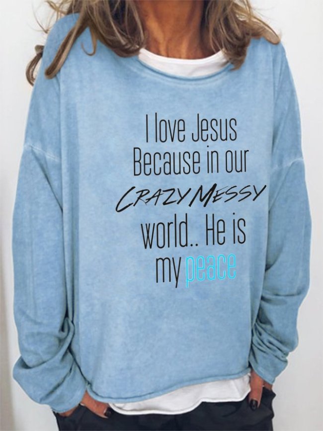 Jesus' fun text printed round neck long-sleeved Sweatshirts