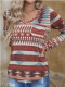 Women's Aztec Ethnic Geometric Western Retro Boho Style V-Neck T-Shirt Tops