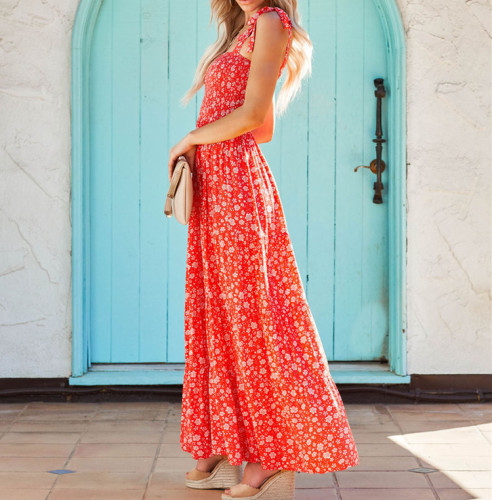 Women's Bohemian Sling Floral Boho Swing Maxi Dress