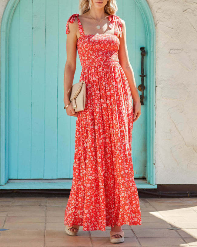 Women's Bohemian Sling Floral Boho Swing Maxi Dress