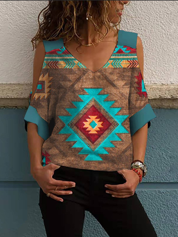 US$ 16.34 - Women's Aztec Ethnic Geometric Western Retro Boho Style Off ...
