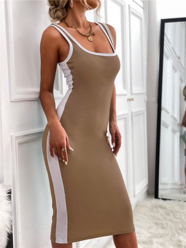 Women's Casual Summer Dress Solid Color Slip Midi Dress