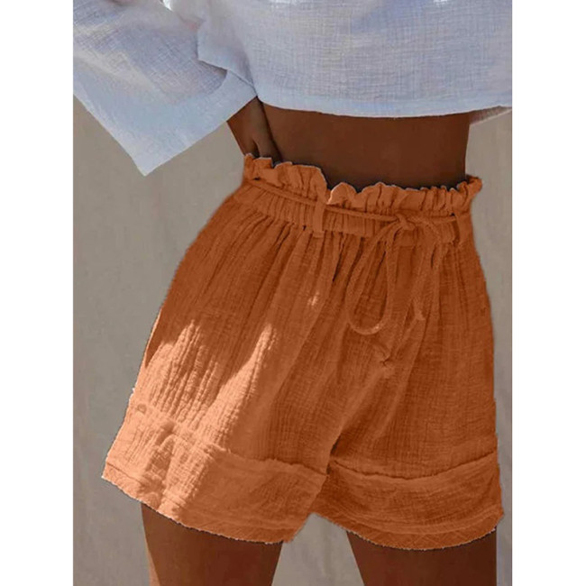 Women Summer Shorts Casual Drawstring Running Sports Shorts Women Solid High Waist Shorts