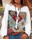 2022 Women's Aztec Ethnic Style Solid Color Long Sleeve Casual Blouse Top