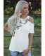 Women's Casual Leopard Print T-Shirt Sexy Hollow Out Sleeve Cheetah Outfit Top