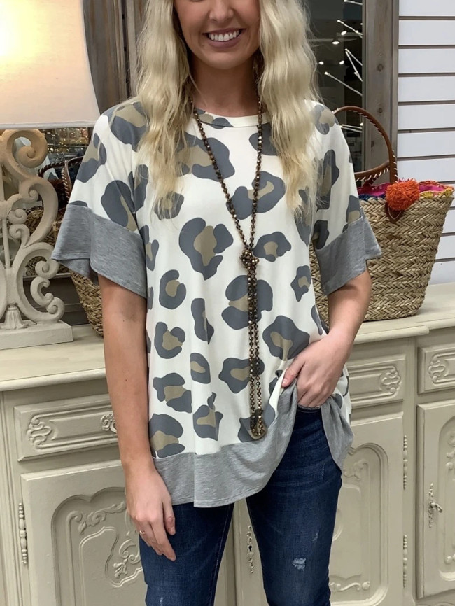 Women Casual Leopard Print Loose T-Shirt Top