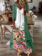 Floral V-Neck Maxi Sling Dress and Green Long Sleeve Cardigan Two Piece Set