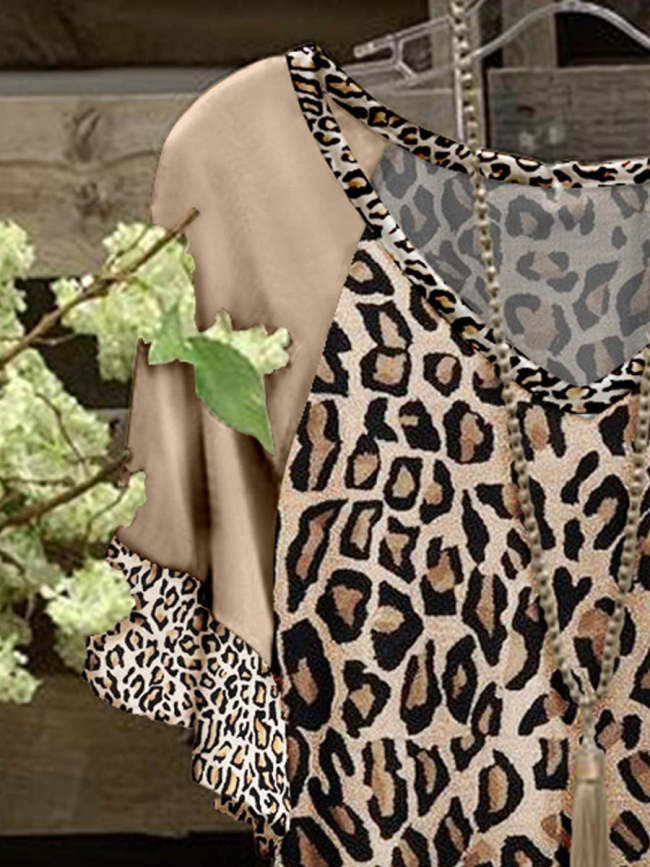 Women Leopard Print V-neck Top