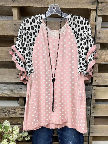 Women's Pink Leopard Print Casual Top