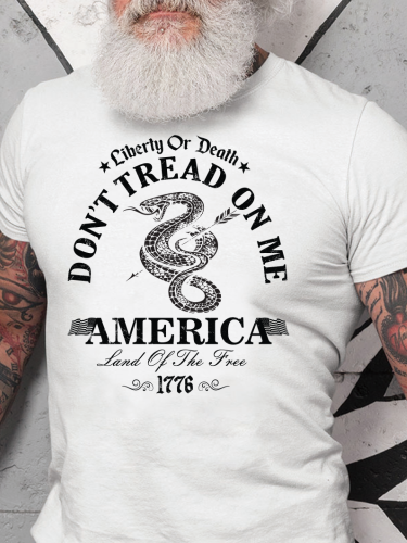 Men's Don't Tread on me with Snake Pattern American Flag Casual Short Sleeve T-Shirt Top