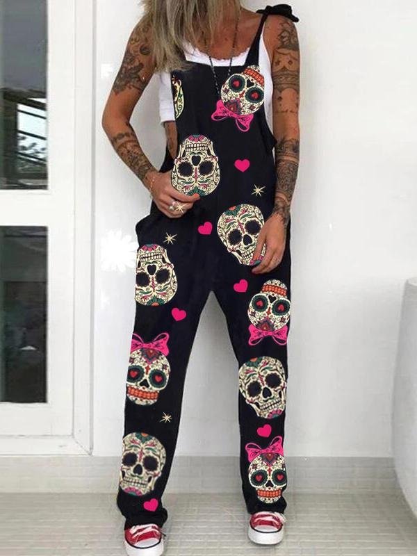 Trendy Print Lace-up Cami Jumpsuit
