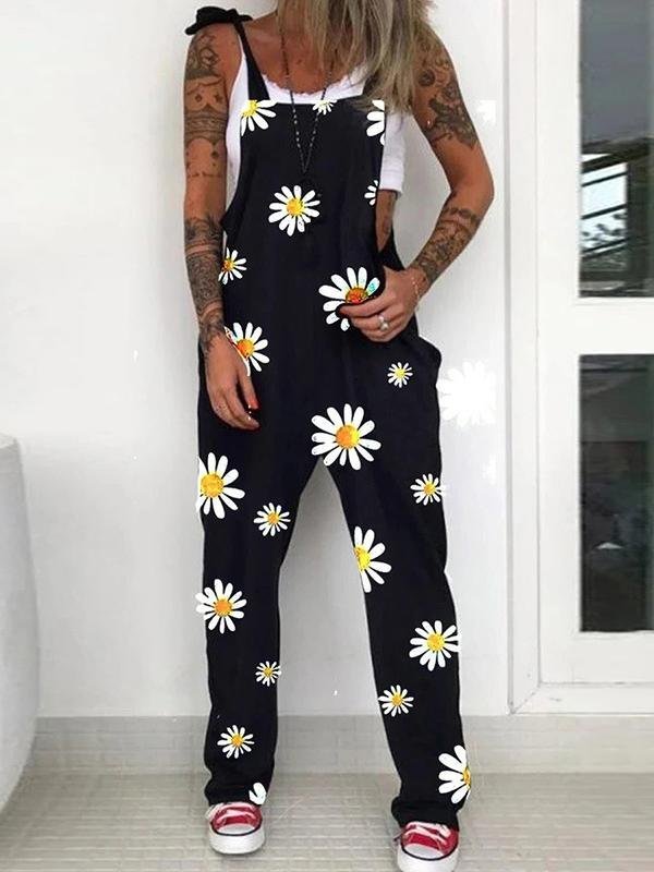 Trendy Print Lace-up Cami Jumpsuit