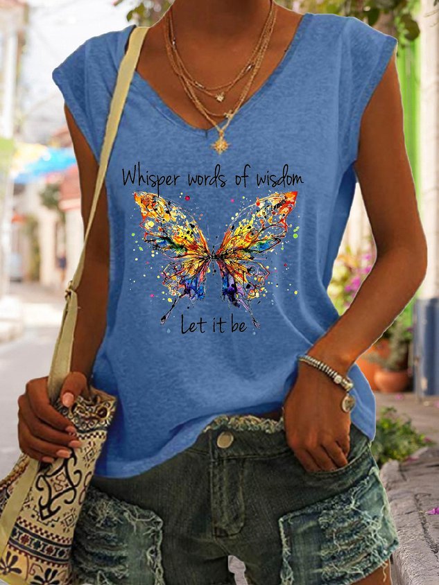 Women Whisper Words Of Wisdom Let It Be Butterfly Tank Top