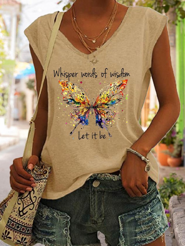 Women Whisper Words Of Wisdom Let It Be Butterfly Tank Top