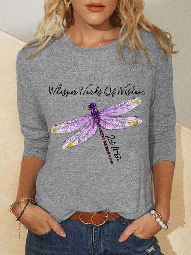 Women Dragonfly Whisper Words Of Wisdom Long Sleeve Tshirt