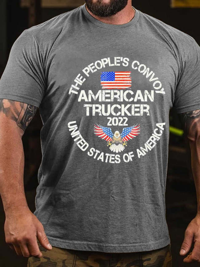 Men's The People’s Convoy 2022 America Truckers Freedom Convoy USA T-Shirt