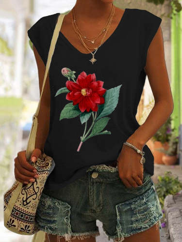 Women's Floral Print Flower Casual Summer Tank Top
