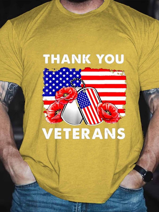 Men's Thank You Veterans Combat Boots American Flag V-Neck Tee