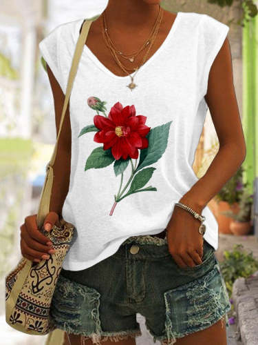 Women's Floral Print Flower Casual Summer Tank Top