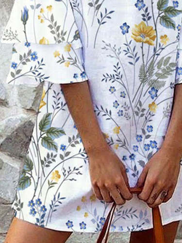 Women's Floral Print Casual Vintage Mini Dress