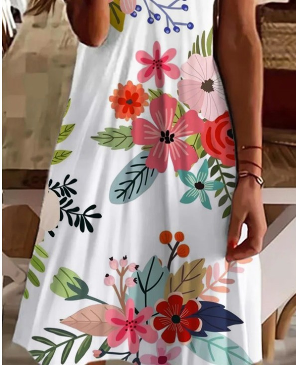 New Women's Floral Causal Dress V-Neck A Line Mini Dress