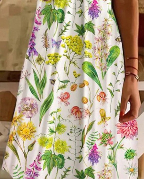 Women's Spring Floral V-Neck Short Sleeve Mini Dress