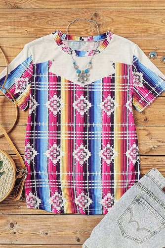 Aztec Geo Ethinc Print Western Style T-Shirt Top