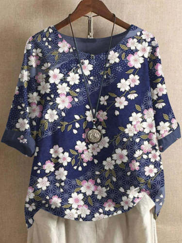 Women's Vintage Floral Art Casual Top