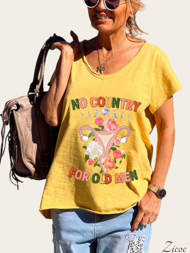 No Country For Old Men Shirt, Uterus Shirt, My Body My Rules Shirt Women's Causal Loose Short Sleeve Top Spring Plus Size Shirt