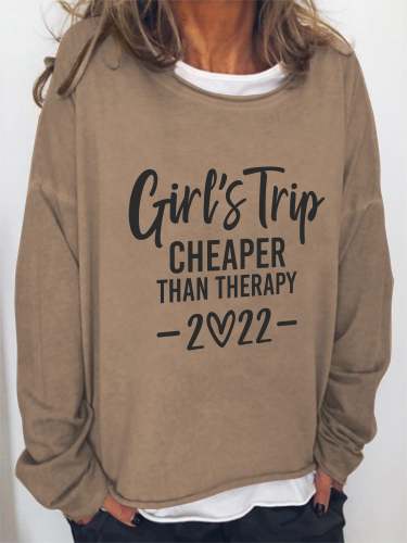 Women Girl's Trip Therapy 2022 Long Sleeve Sweatshirts Top