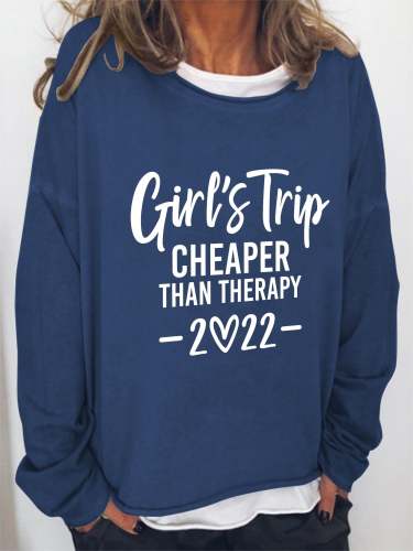 Women Girl's Trip Therapy 2022 Long Sleeve Sweatshirts Top