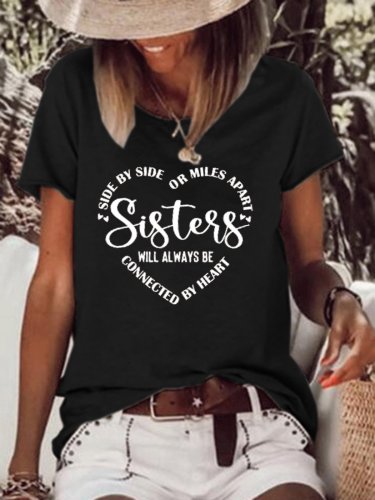 Sisters Will Always Be Connected By Heart Women's Shirts & Tops
